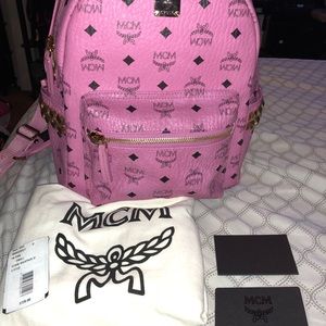 MCM Stark Pink Backpack With Studs